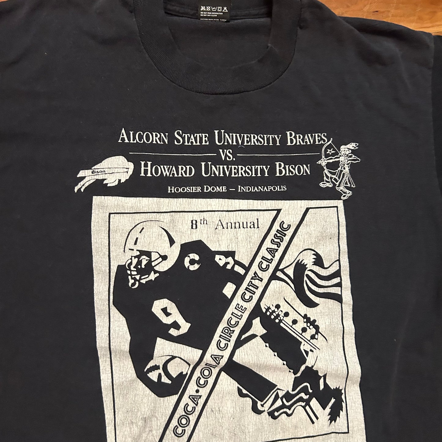 90’s FOTL Alcorn State Howard University HBCU Football Coca Cola Circle City Classic Black Tshirt - Large - 22" x 29"