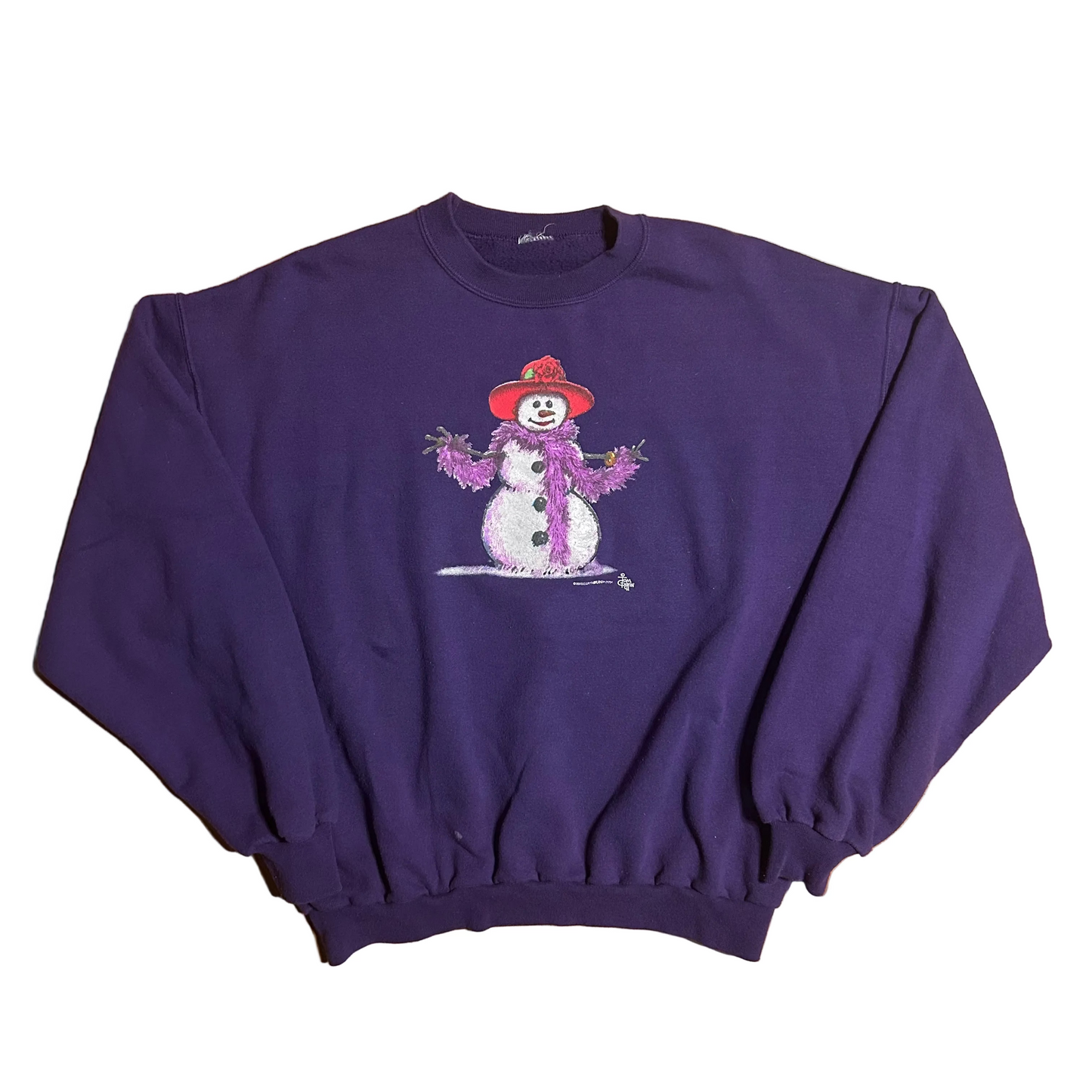 Snowman Purple Crewneck Sweatshirt - Large - 23" x 25"