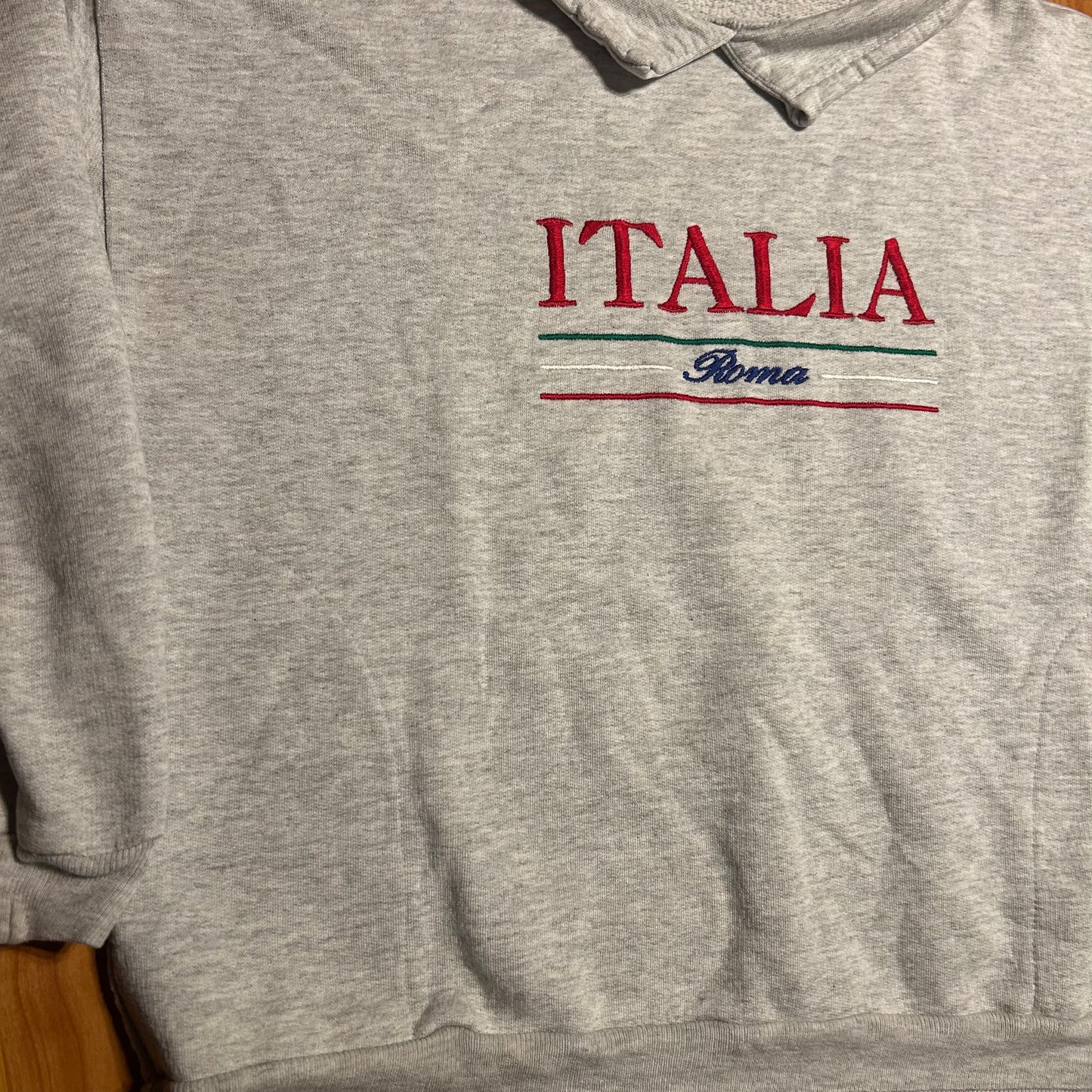 80/90’s Italia Rome Grey Collared Mock Neck Sweatshirt - XLarge - 24.5" x 24"