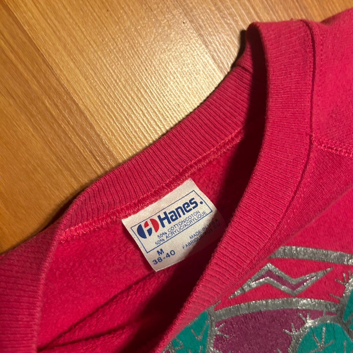80/90’s Hanes Sunset Cactus Pink Crewneck Sweatshirt - Small - 19.5" x 24.5"