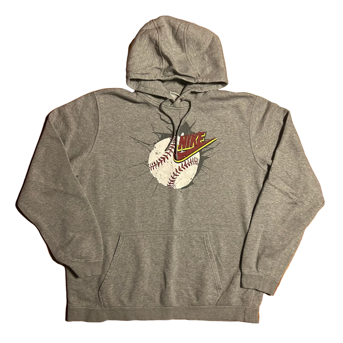 Nike Grey Hoodie Baseball Sweatshirt - XLarge - 26" x 29"