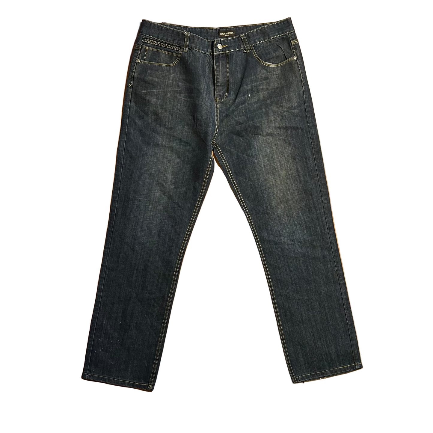 Louis Vuitton Paris Phake Dark Wash Denim Blue Jeans - 36" x 30"