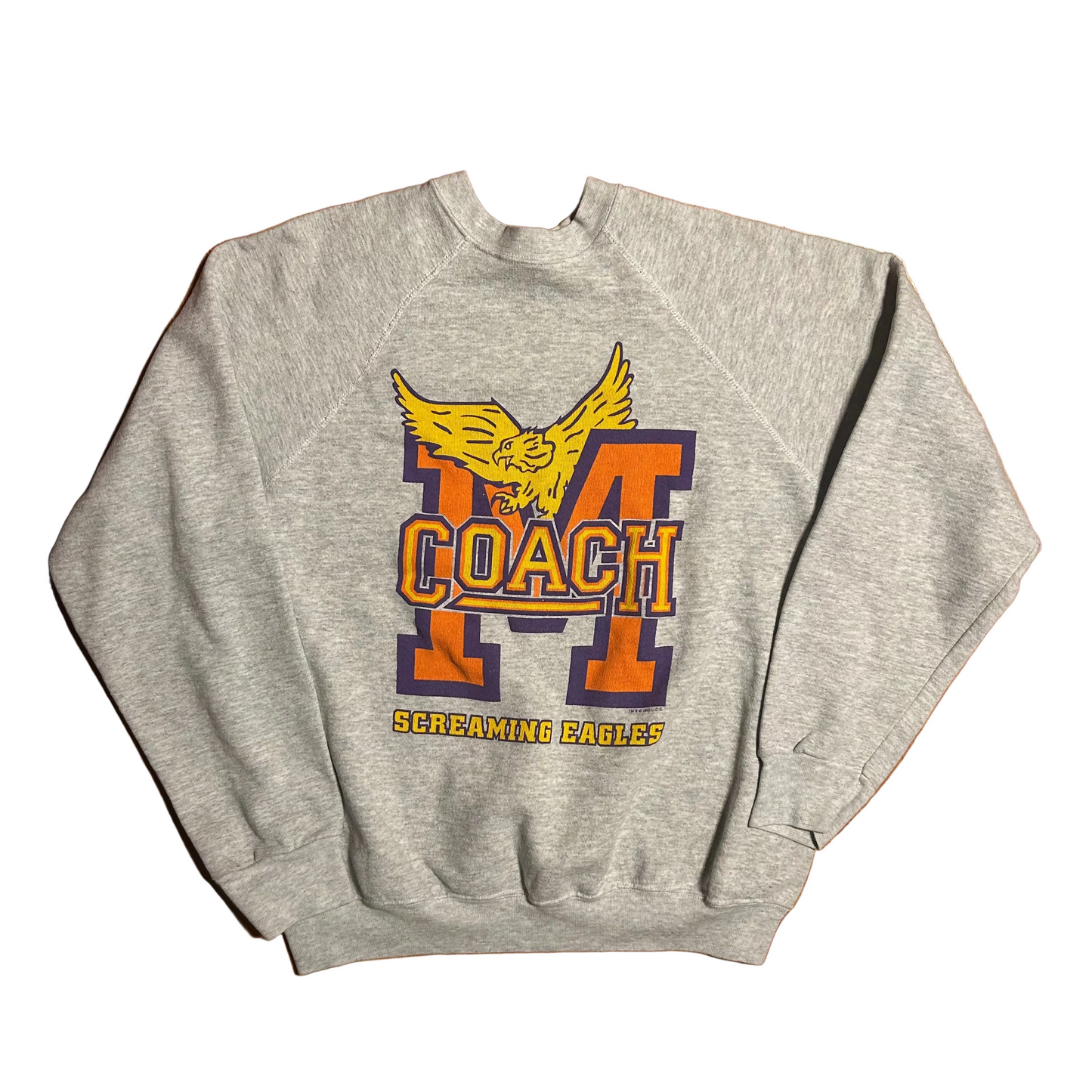 90’s Tultex Grey Coach M Screamin Eagles Crewneck Sweatshirt - Large - 22.5" x 25"