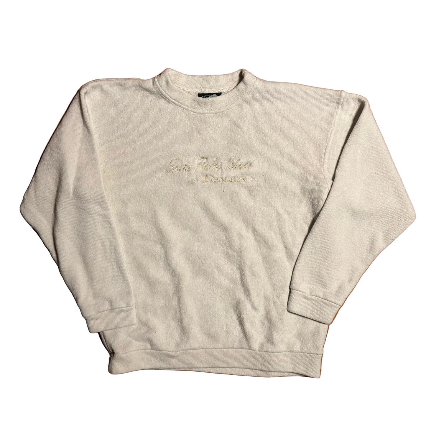 90’s South Padre Island White Fleece Crewneck Sweatshirt - XLarge - 24" x 26.5"