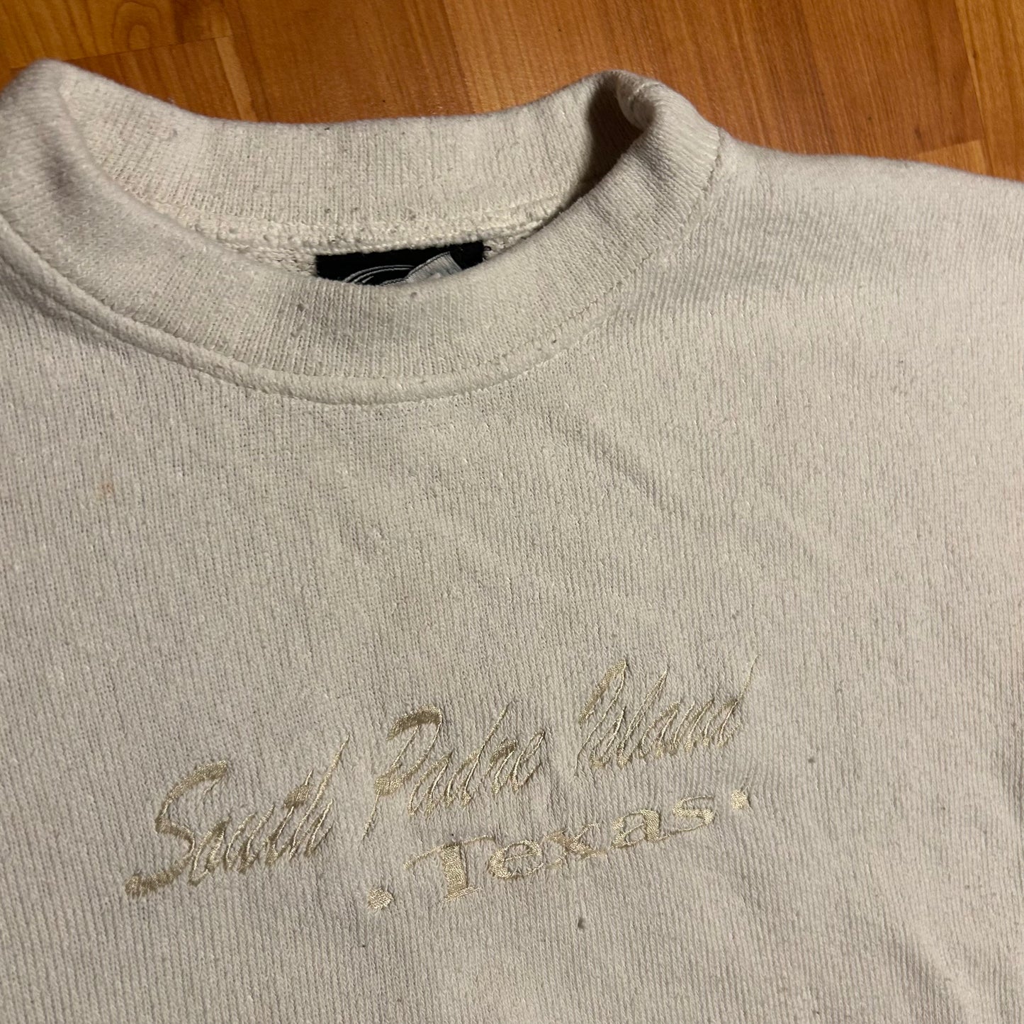 90’s South Padre Island White Fleece Crewneck Sweatshirt - XLarge - 24" x 26.5"