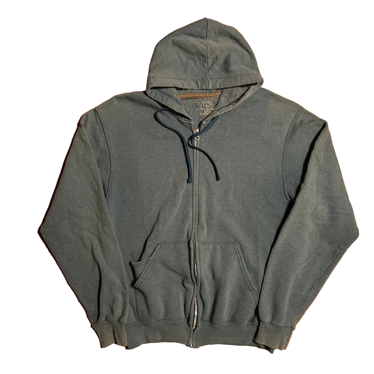 FOTL Blue Hoodie Faded Zip Up Sweatshirt - Medium - 20.5" x 26.5"