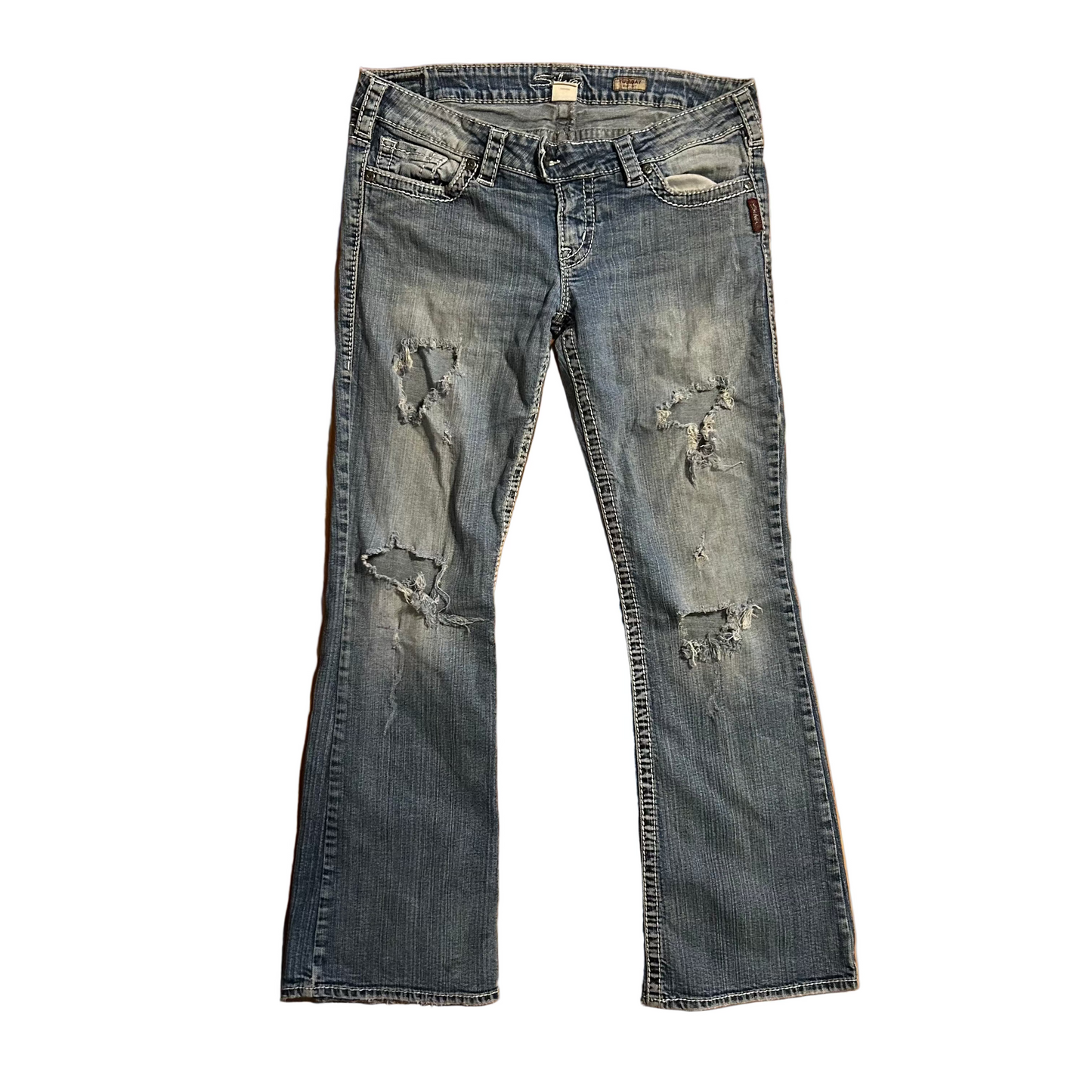 Silver Tuesday Bootcut Denim Distressed Jeans - 34" x 30"