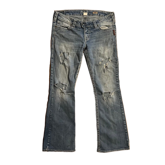 Silver Tuesday Bootcut Denim Distressed Jeans - 34" x 30"