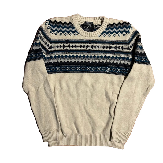 American Eagle Blue Cream Sweater - Medium - 20" x 26"