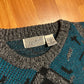 90’s Method Acrylic Wool Nylon Grey Teal Sweater - Large - 22.5" x 25"