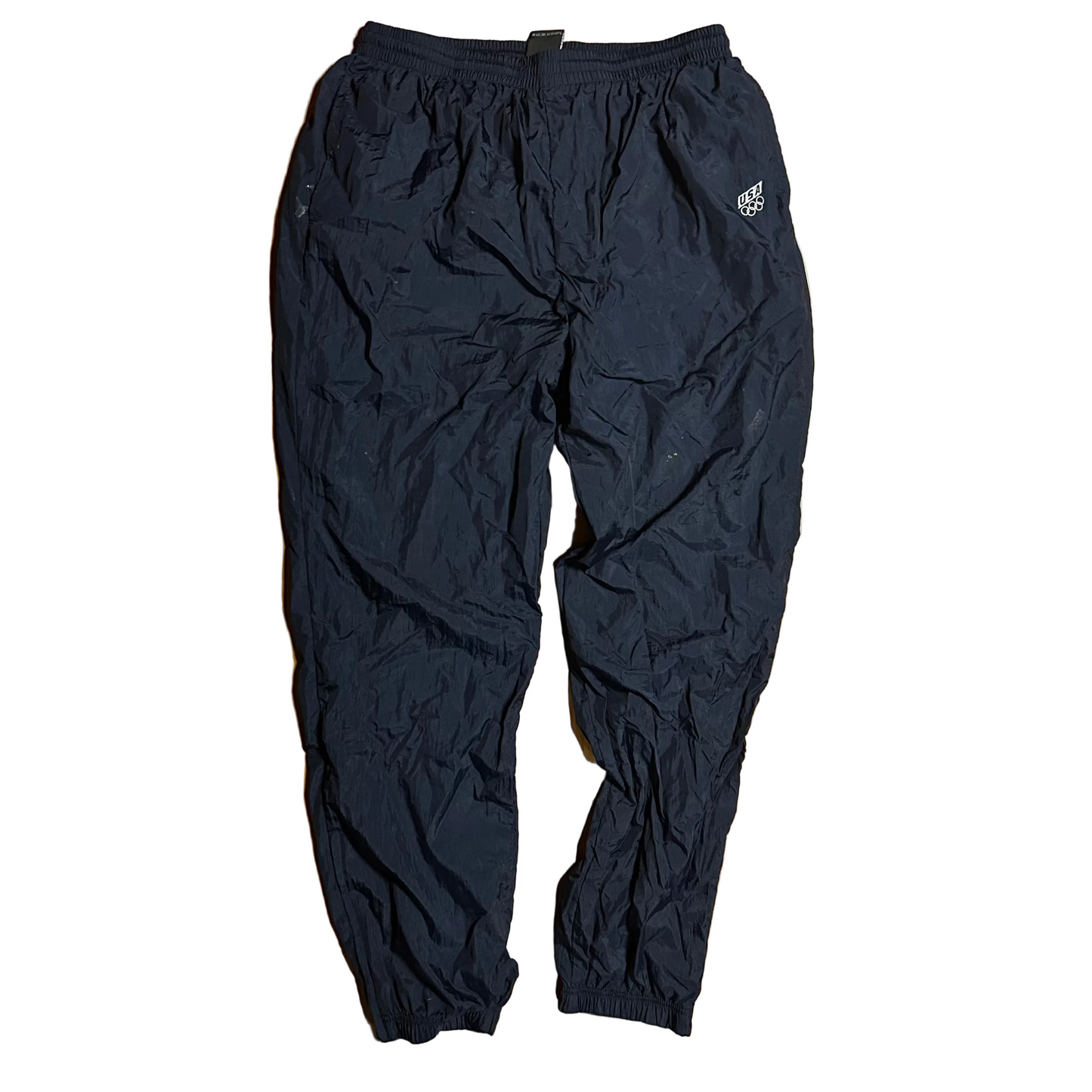 00’s JCPenney Olympic Navy Blue Nylon Jogger Pants - 30" x 31.5"
