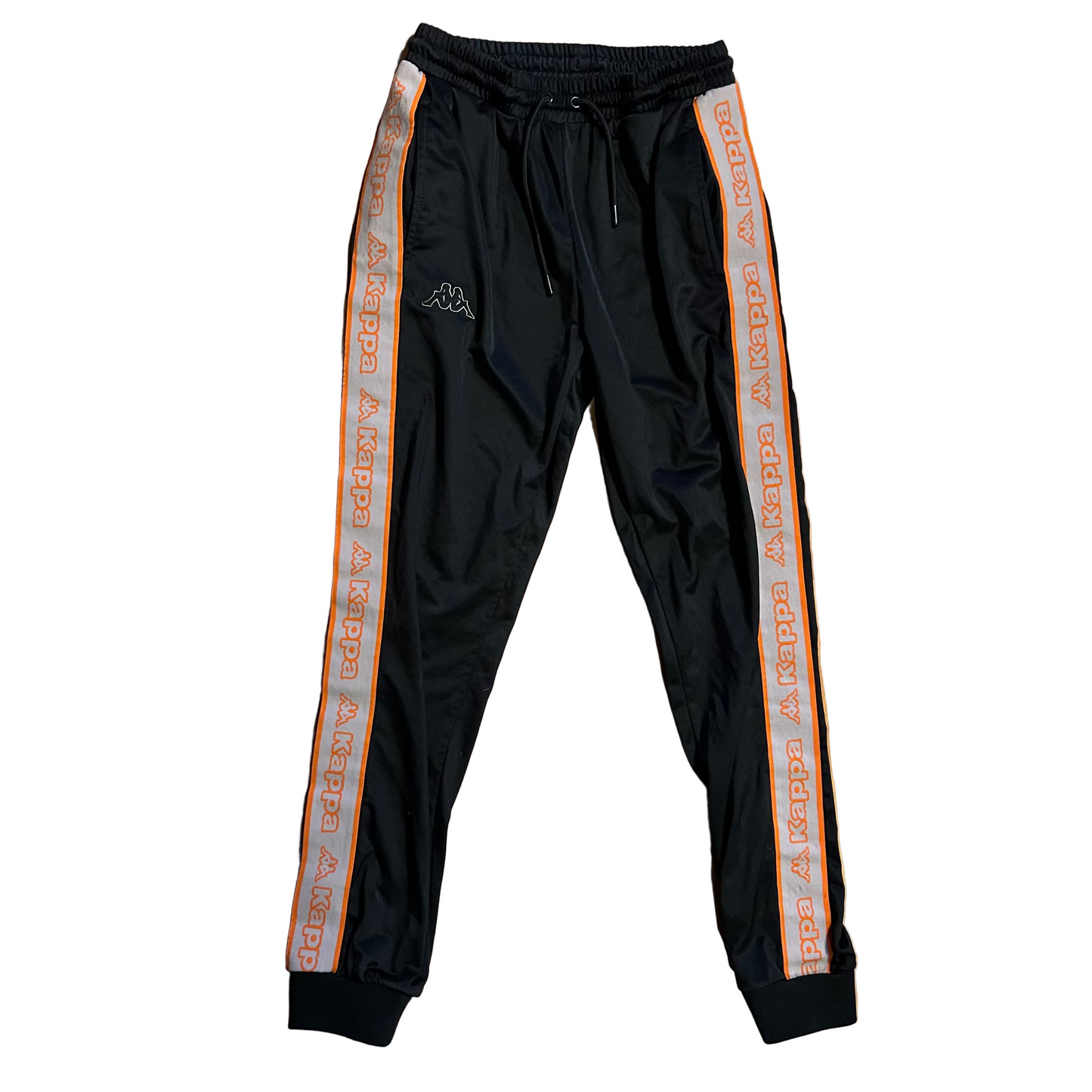 Kappa Black Orange Side Stripe Jogger Cuffed Sweatpants - 26" x 28"