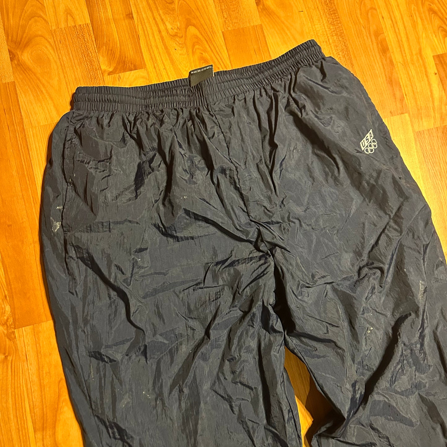 00’s JCPenney Olympic Navy Blue Nylon Jogger Pants - 30" x 31.5"