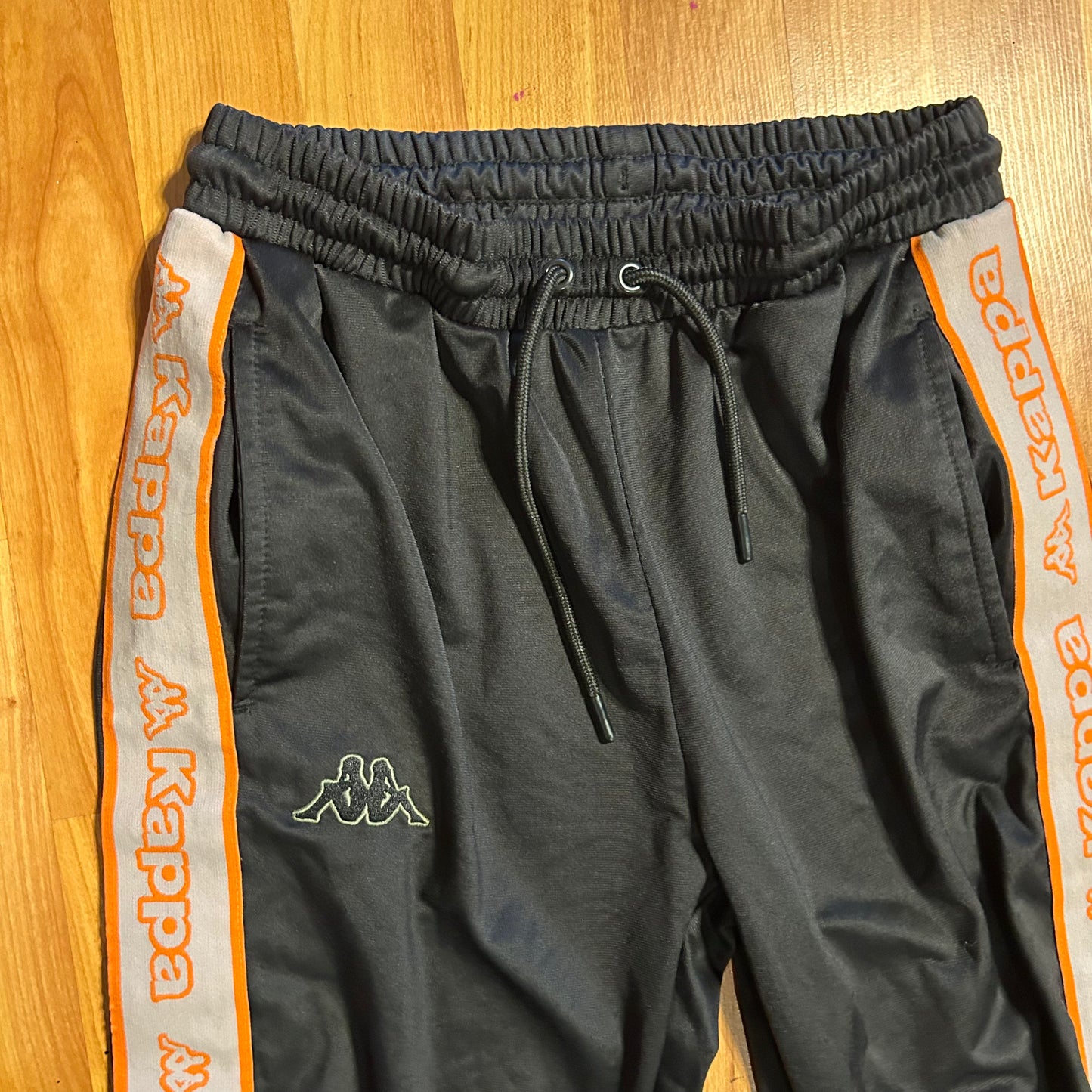 Kappa Black Orange Side Stripe Jogger Cuffed Sweatpants - 26" x 28"