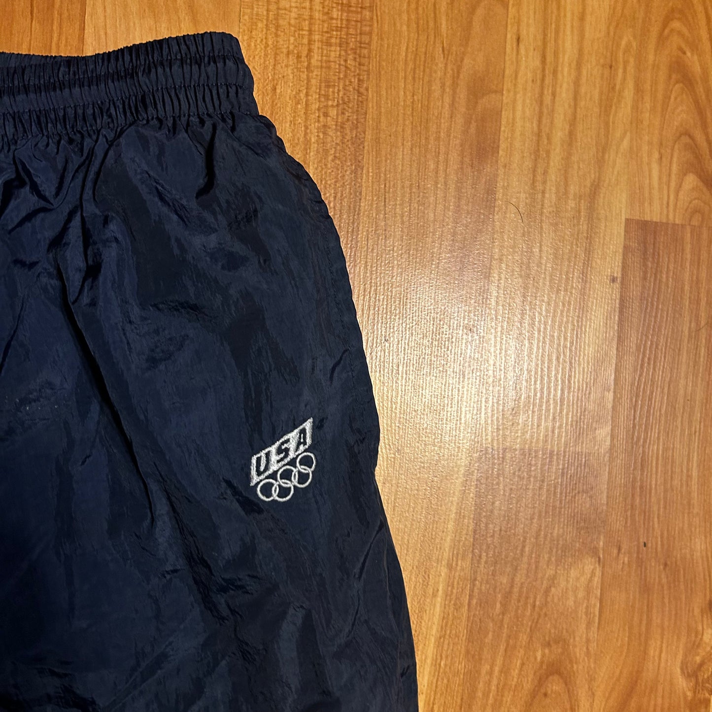 00’s JCPenney Olympic Navy Blue Nylon Jogger Pants - 30" x 31.5"