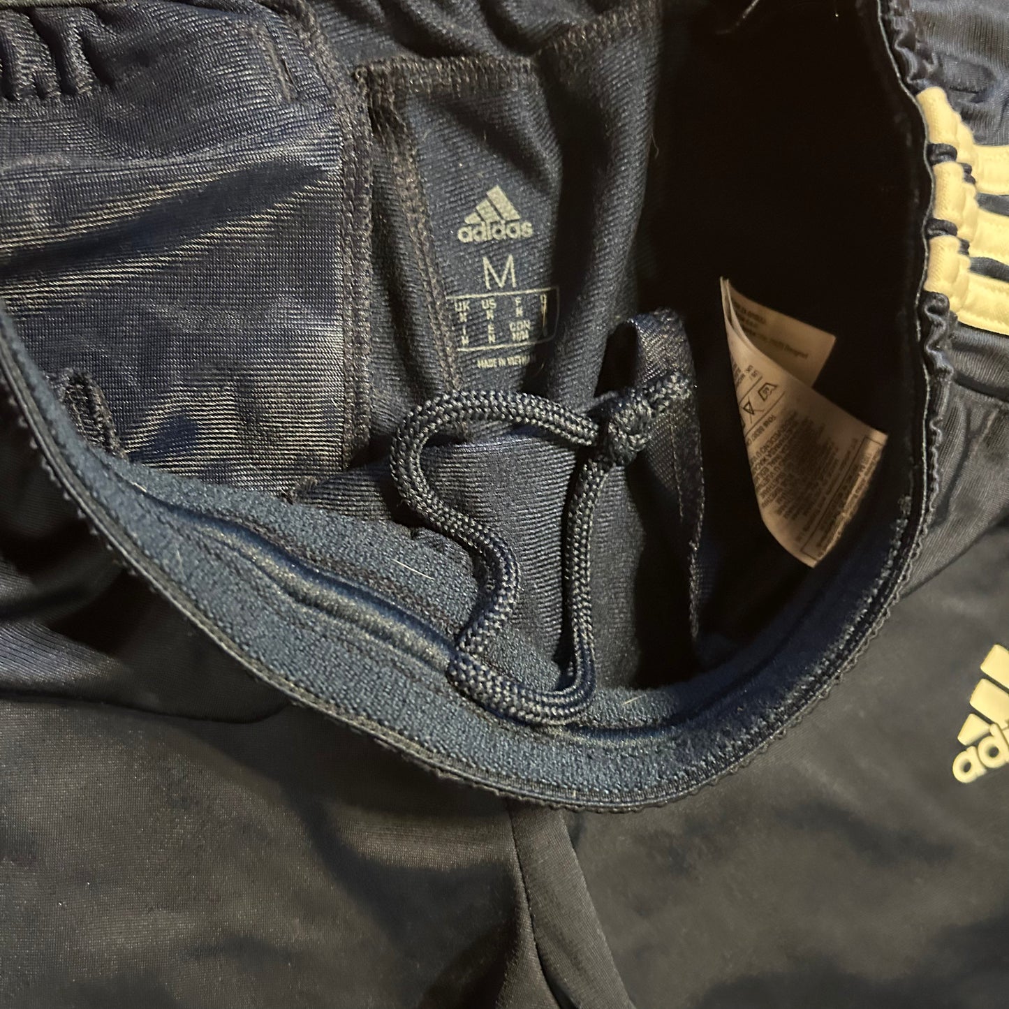 Adidas Navy Blue Side Stripe Track Sweatpants - 29" x 24.5"