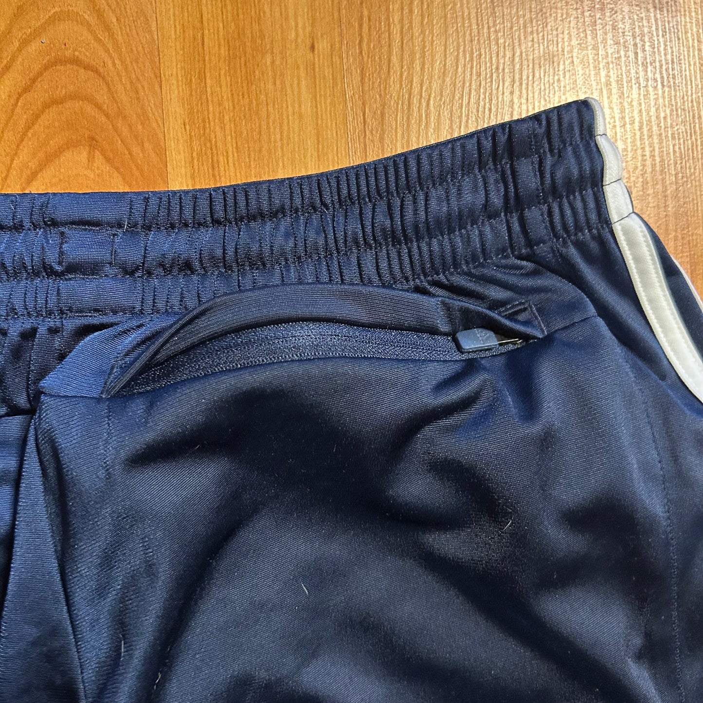 Adidas Navy Blue Side Stripe Track Sweatpants - 29" x 24.5"