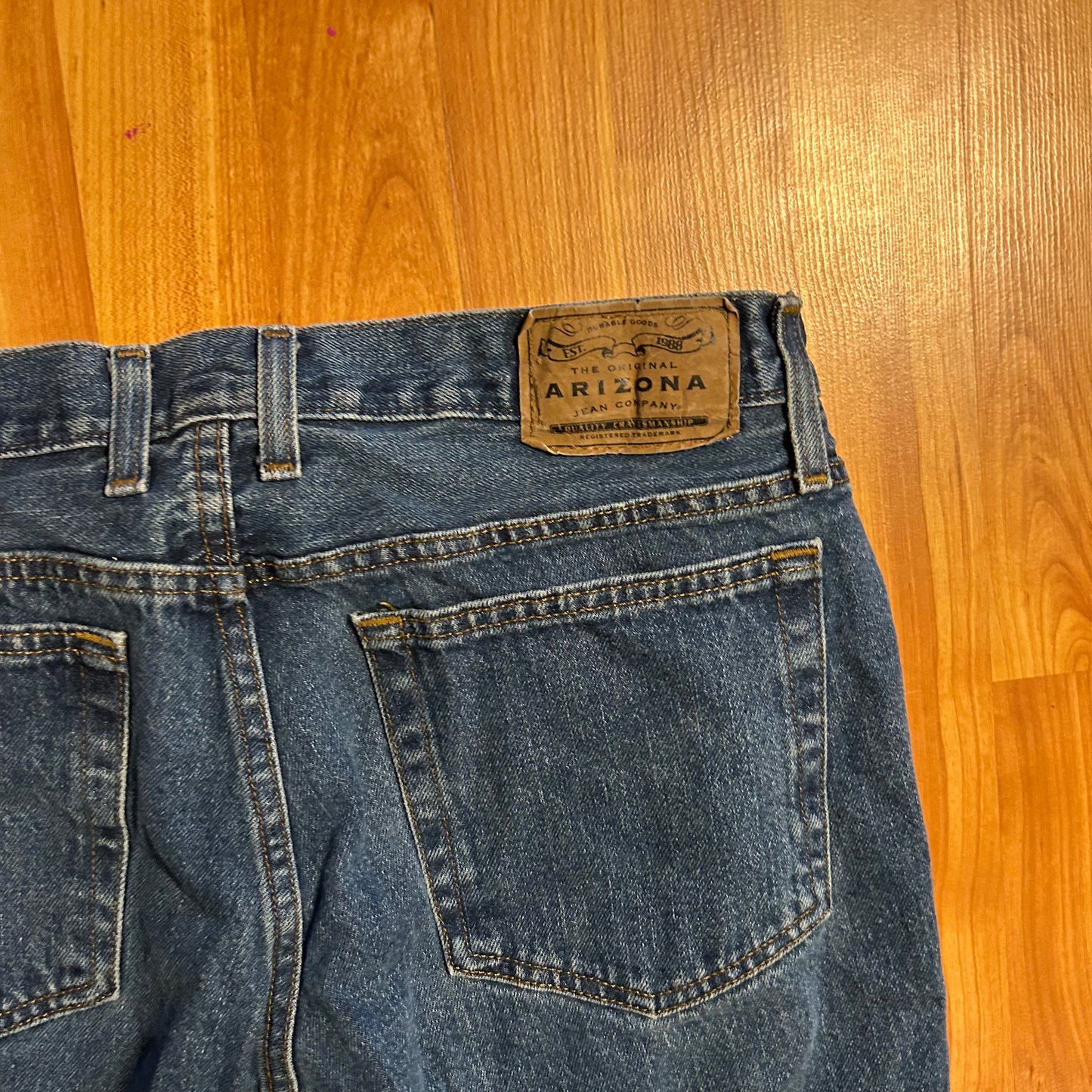 Arizona Dark Wash Denim Blue Jeans - 34" x 30"