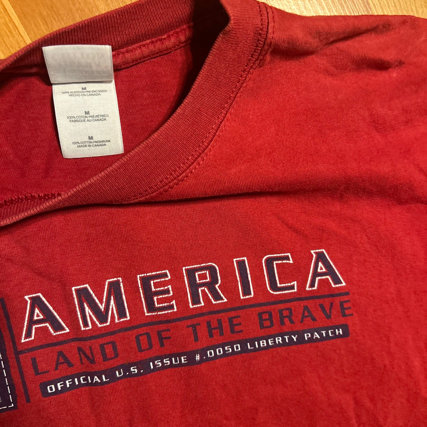 America Land of the Brave Red Tshirt - Medium - 20.5" x 29"