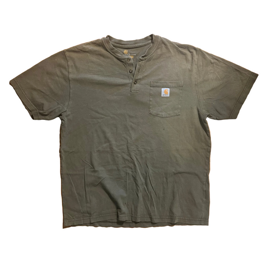 Carphartt Carhartt Quarter Button Green Pocket Tshirt - XLarge - 24" x 29.5"