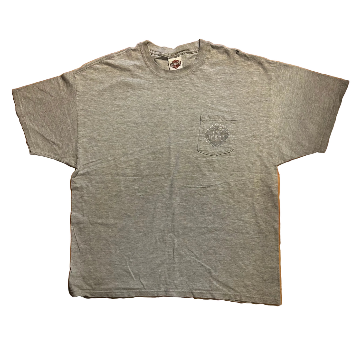 Harley Davidson Pat Rogers Speedway Concord North Carolina Grey Pocket Tshirt - XLarge - 24" x 29"