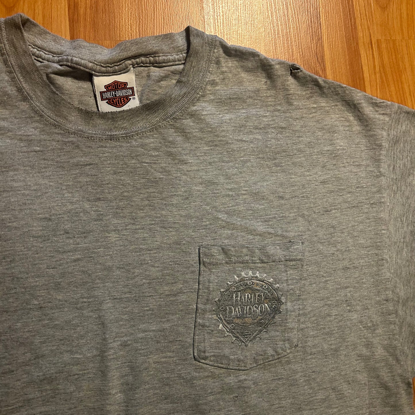 Harley Davidson Pat Rogers Speedway Concord North Carolina Grey Pocket Tshirt - XLarge - 24" x 29"