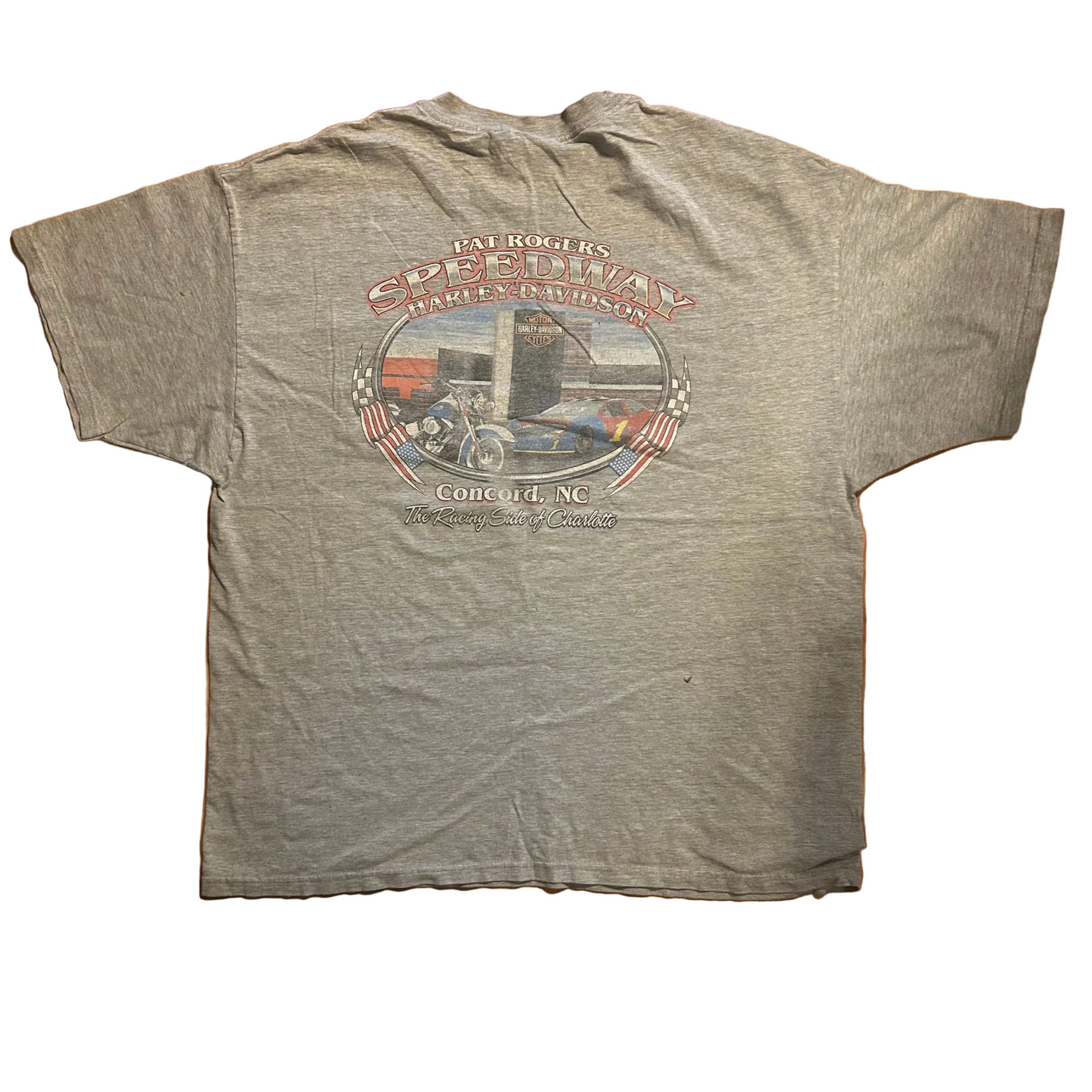Harley Davidson Pat Rogers Speedway Concord North Carolina Grey Pocket Tshirt - XLarge - 24" x 29"