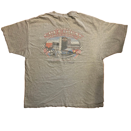 Harley Davidson Pat Rogers Speedway Concord North Carolina Grey Pocket Tshirt - XLarge - 24" x 29"