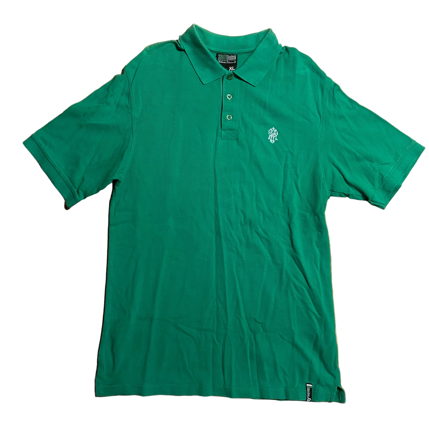90’s South Pole Green Button Up Polo Shirt - Medium - 21.5" x 32"