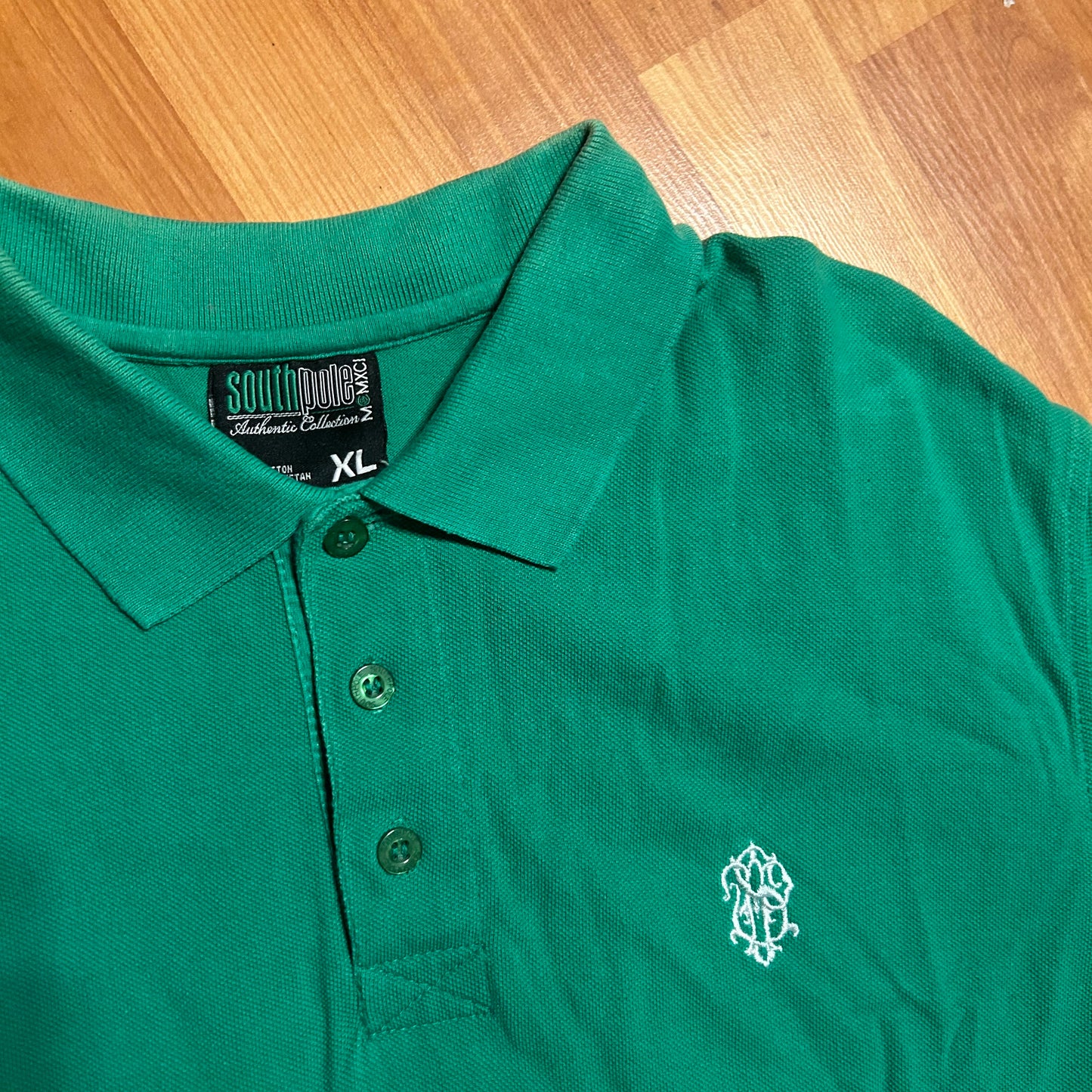 90’s South Pole Green Button Up Polo Shirt - Medium - 21.5" x 32"