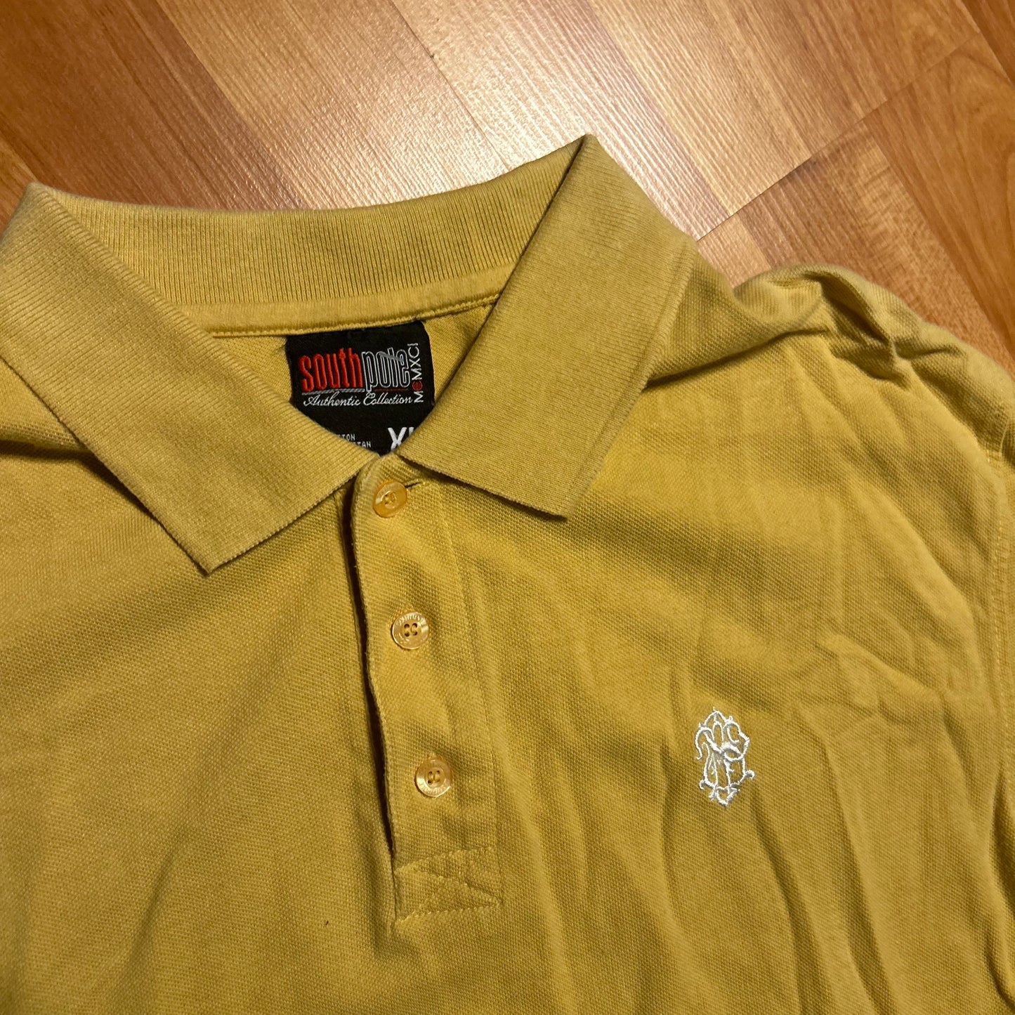 90’s South Pole Yellow Button Up Polo Shirt - Large - 23" x 31"