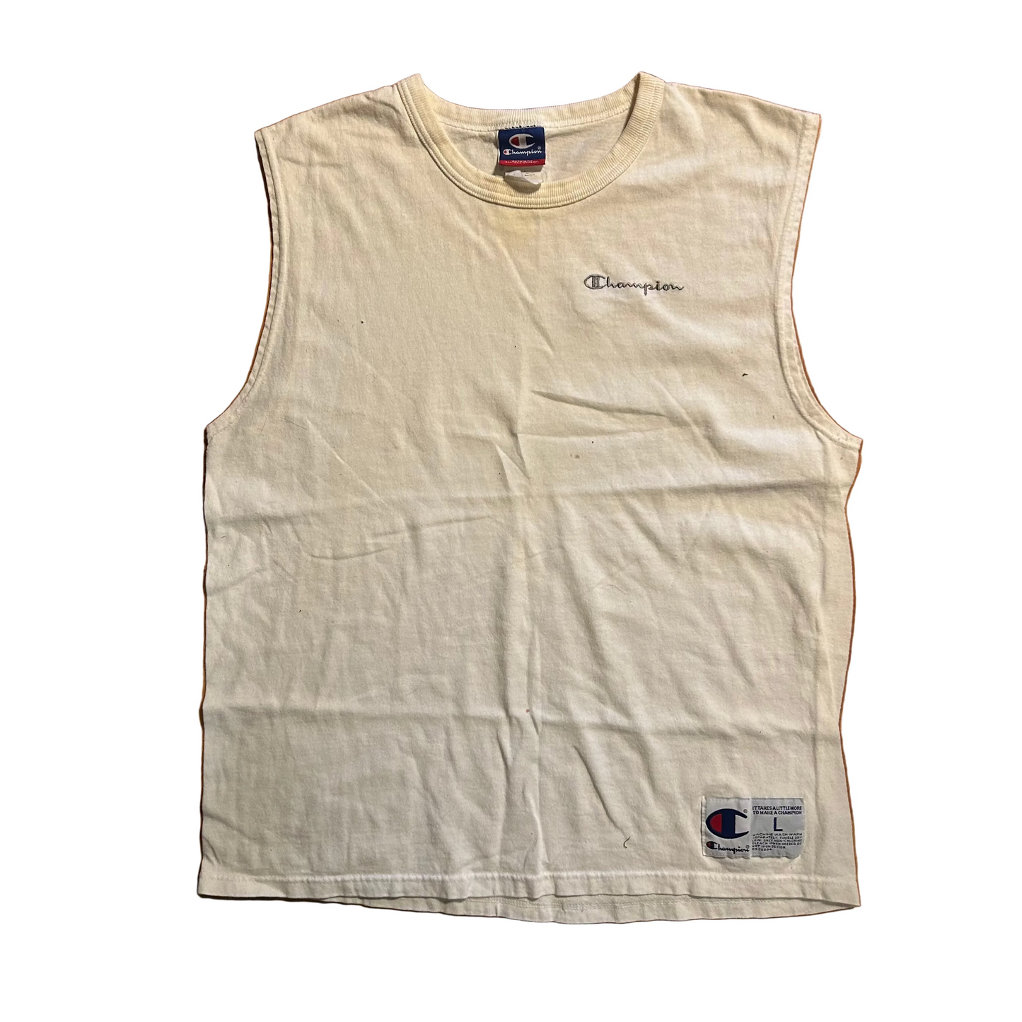 Champion Logo White Tank Top Shirt - Large - 22" x 27"