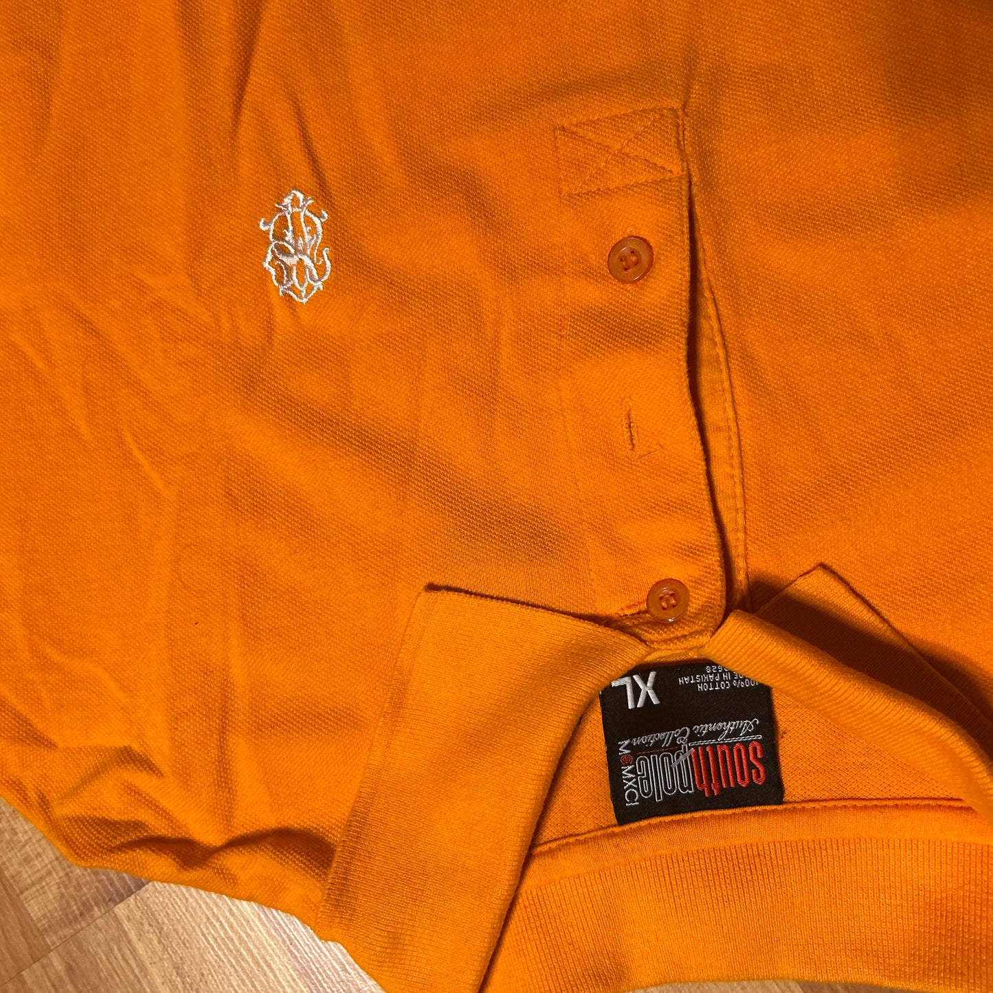 90’s South Pole Orange Button Up Polo Shirt - Large - 22" x 28.5"
