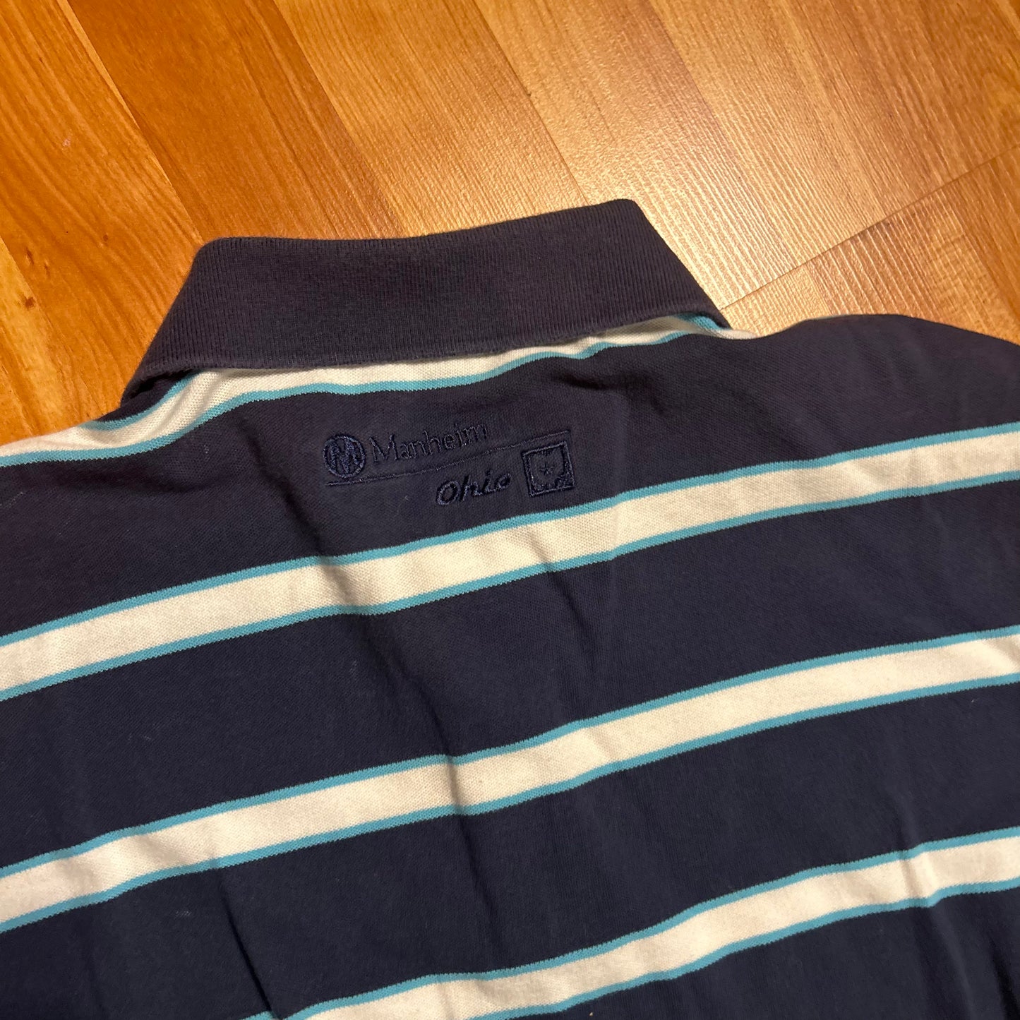 BMW Button Up Polo Navy Blue Shirt - Large - 22.5" x 28"