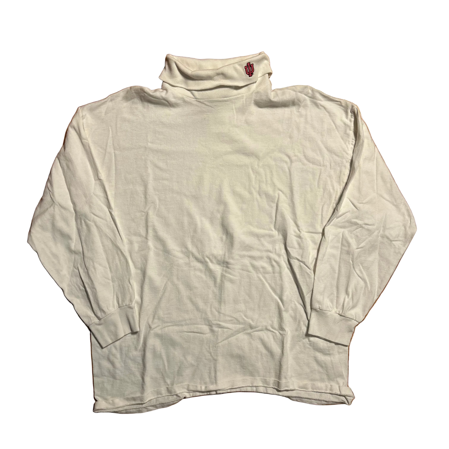 90’s Crable Sportswear IU Indiana University Hoosiers White Turtleneck Longsleeve Shirt - XLarge - 24" x 28.5"