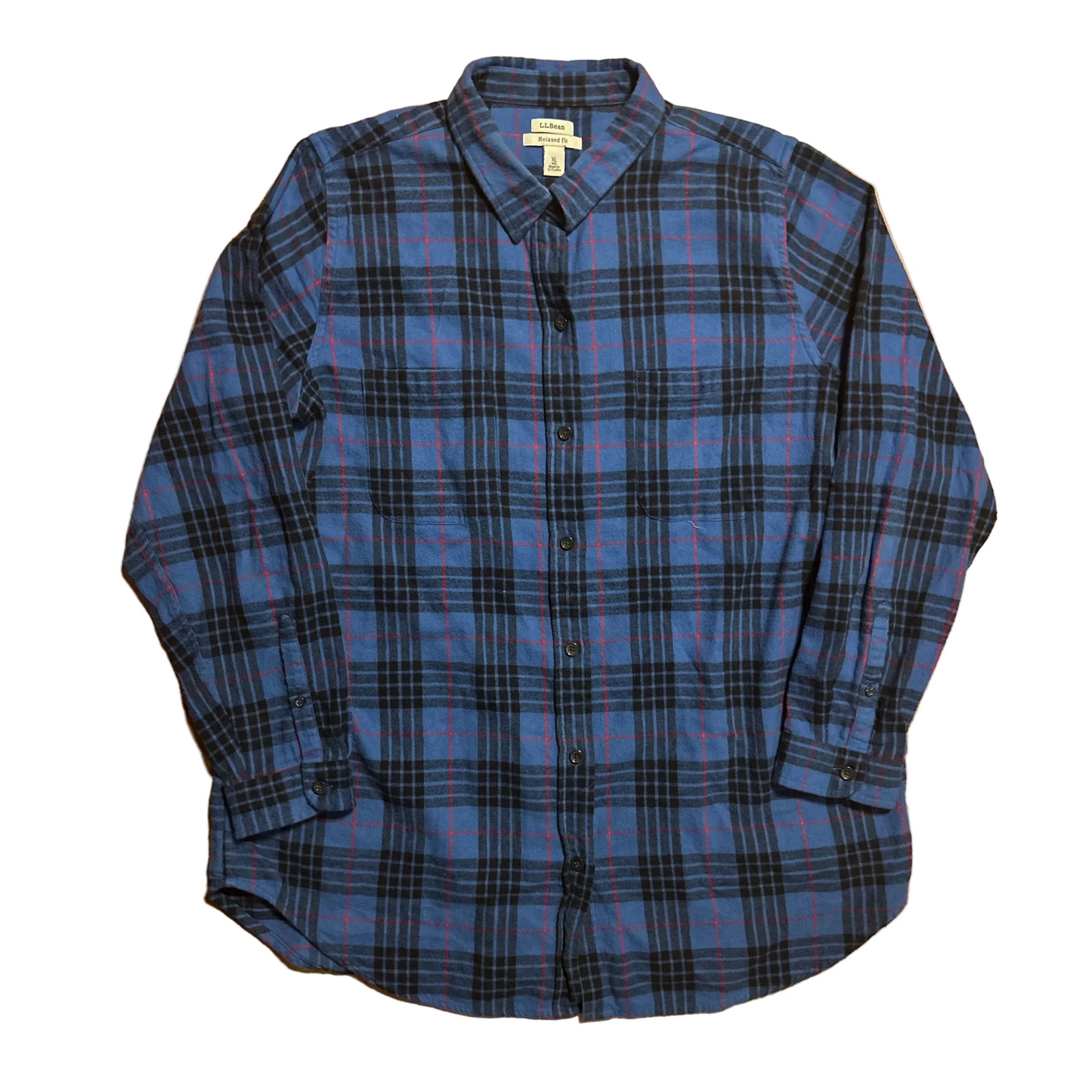 LL Bean Relaxed Fit Blue Flannel Button Up Shirt - XLarge - 24" x 32"