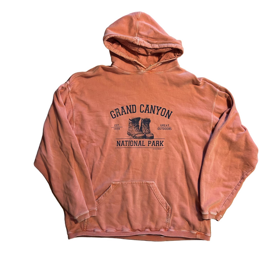 00's Grand Canyon National Park Orange Hooded Sweatshirt - XLarge - 24" x 26"