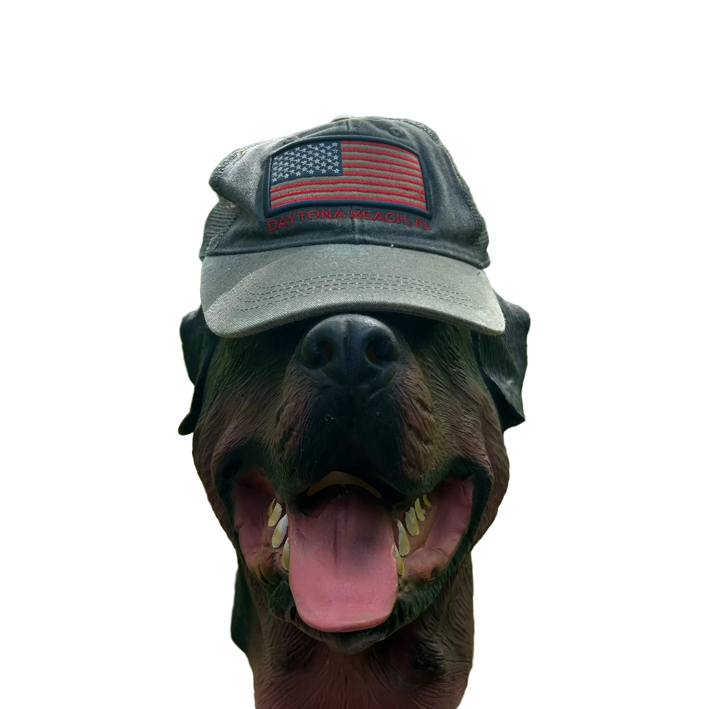 Daytona Beach Florida USA Flag Grey Brown DK Caps Trucker Hat