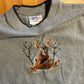 Deer Buck Grey Embroidered Crewneck Sweatshirt - Medium - 20" x 24"