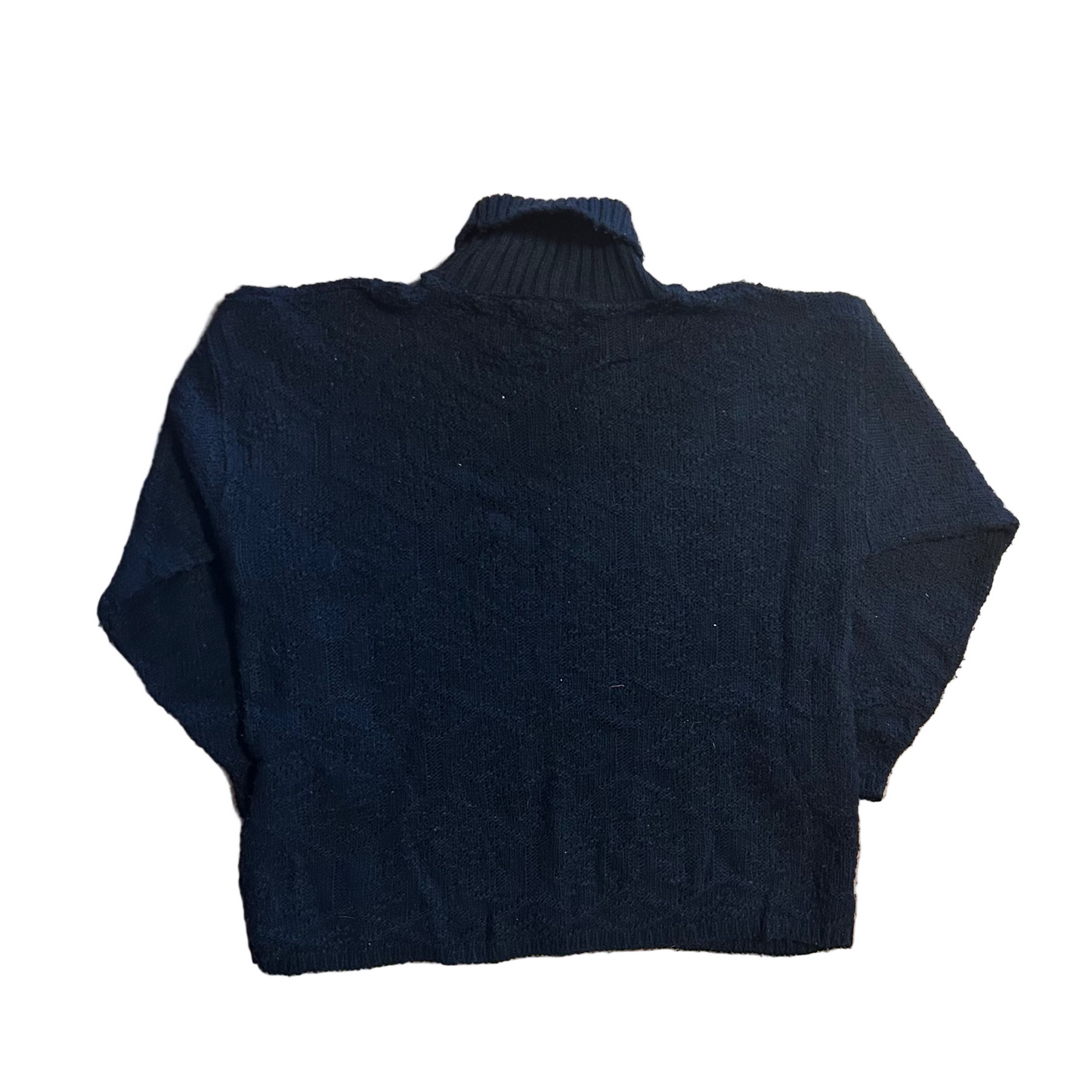 80/90's Vertical Sport Black Acrylic Turtleneck Sweater - Large - 23" x 25"