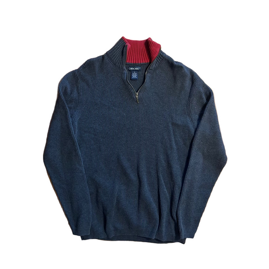 Cherokee Grey Cotton Quarter Zip Sweater - Medium - 20" x 26"