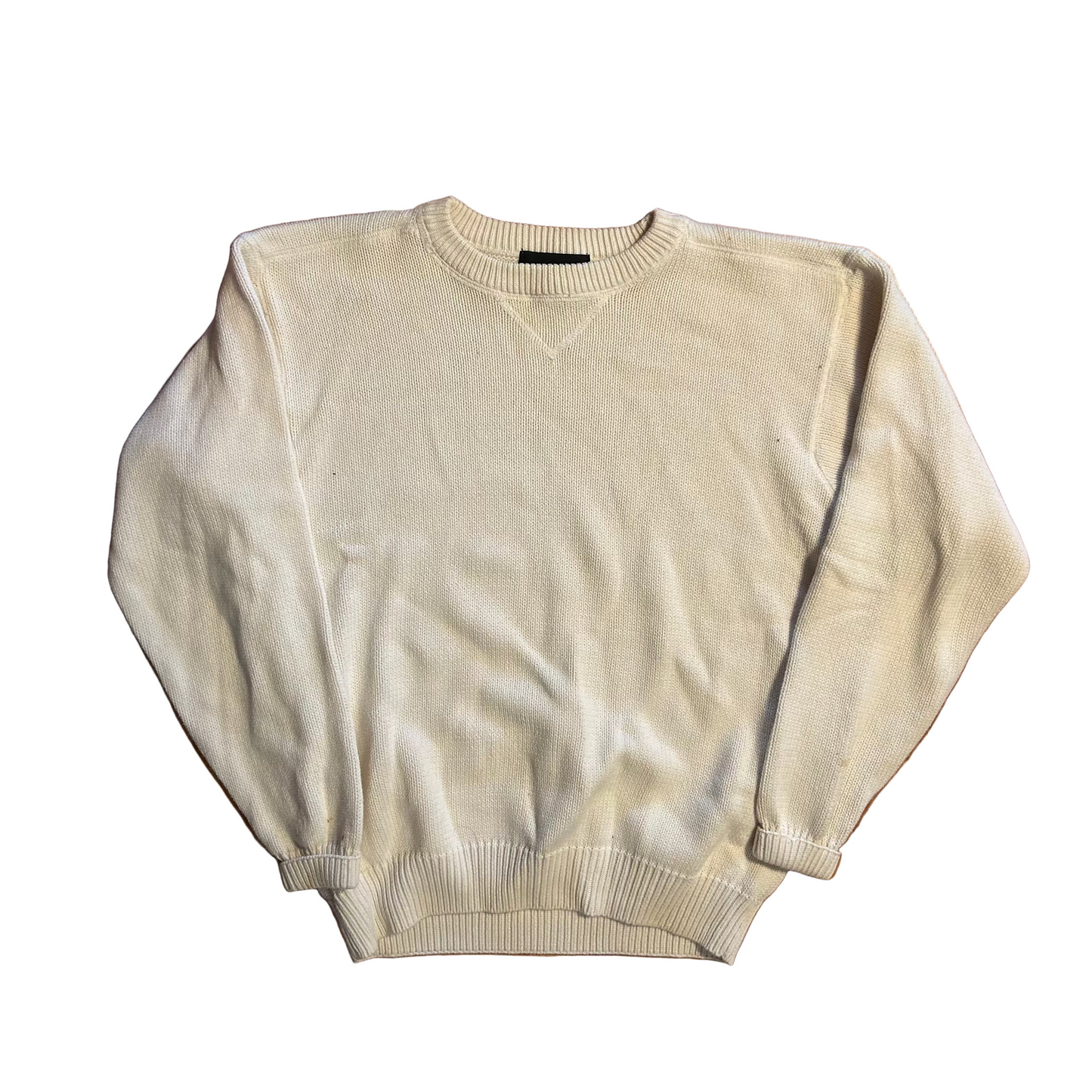 Croft and Barrow Chunky Knit Cream Cotton Sweater - Large - 22" x 25.5"