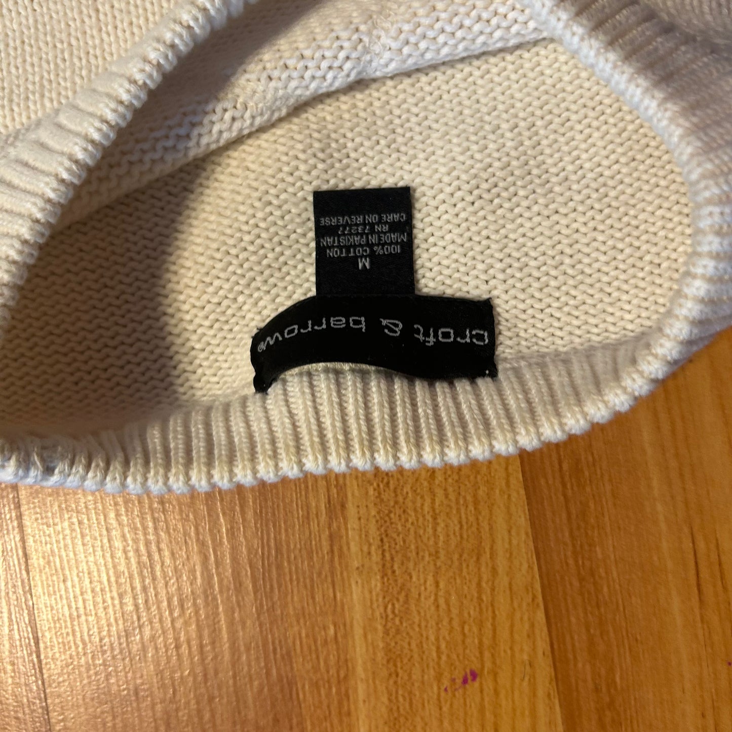 Croft and Barrow Chunky Knit Cream Cotton Sweater - Large - 22" x 25.5"