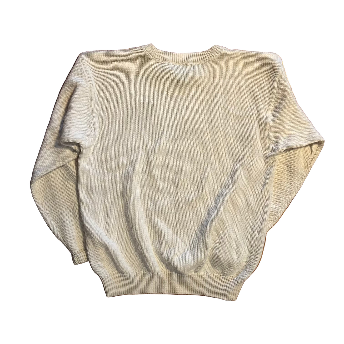 Croft and Barrow Chunky Knit Cream Cotton Sweater - Large - 22" x 25.5"