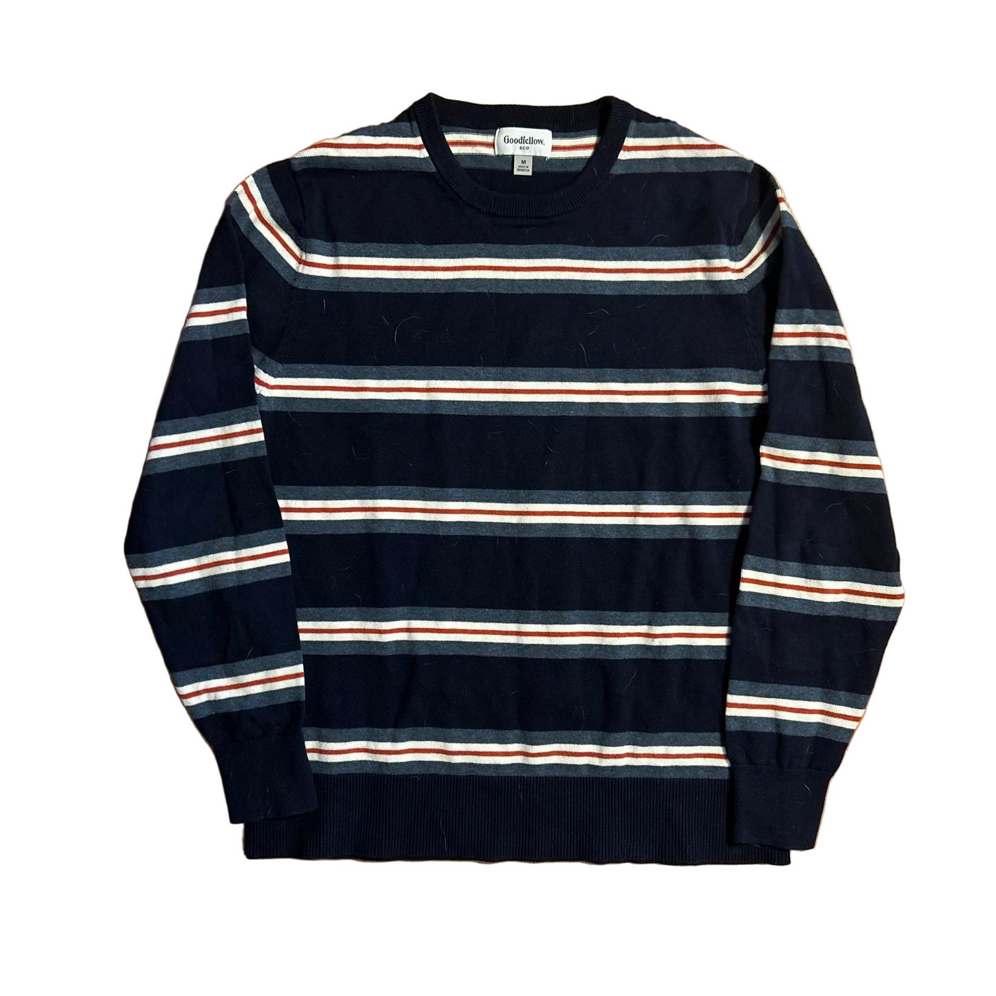 Goodfellow Navy Striped Cotton Sweater - Medium - 20" x 26"
