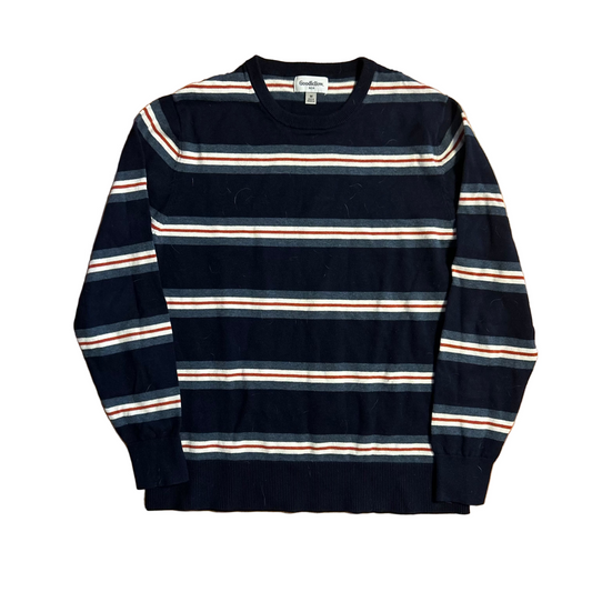 Goodfellow Navy Striped Cotton Sweater - Medium - 20" x 26"