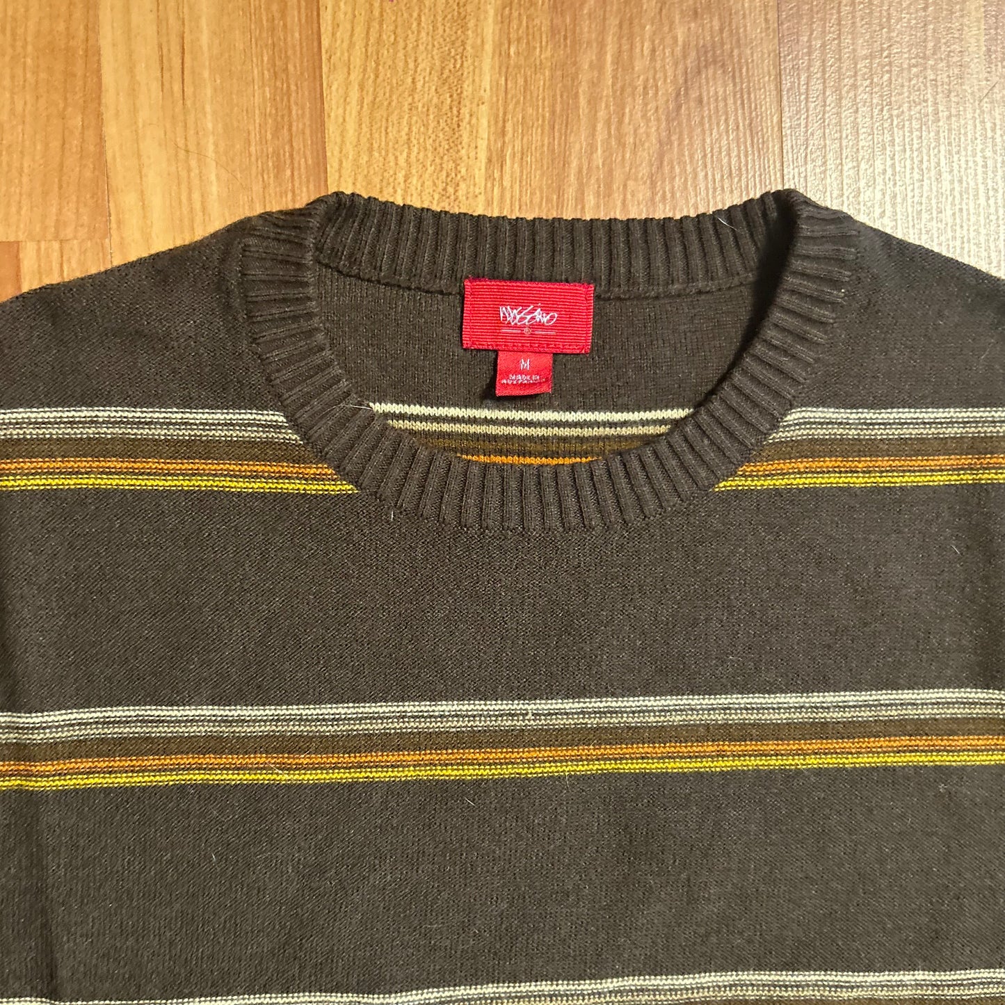 Mossimo Brown Acrylic Striped Sweater - Medium - 21" x 25.5"