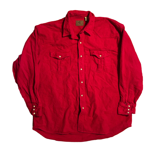 Moose Creek Red Cotton Pearl Snap Button Up Shirt - XLarge - 27" x 34"