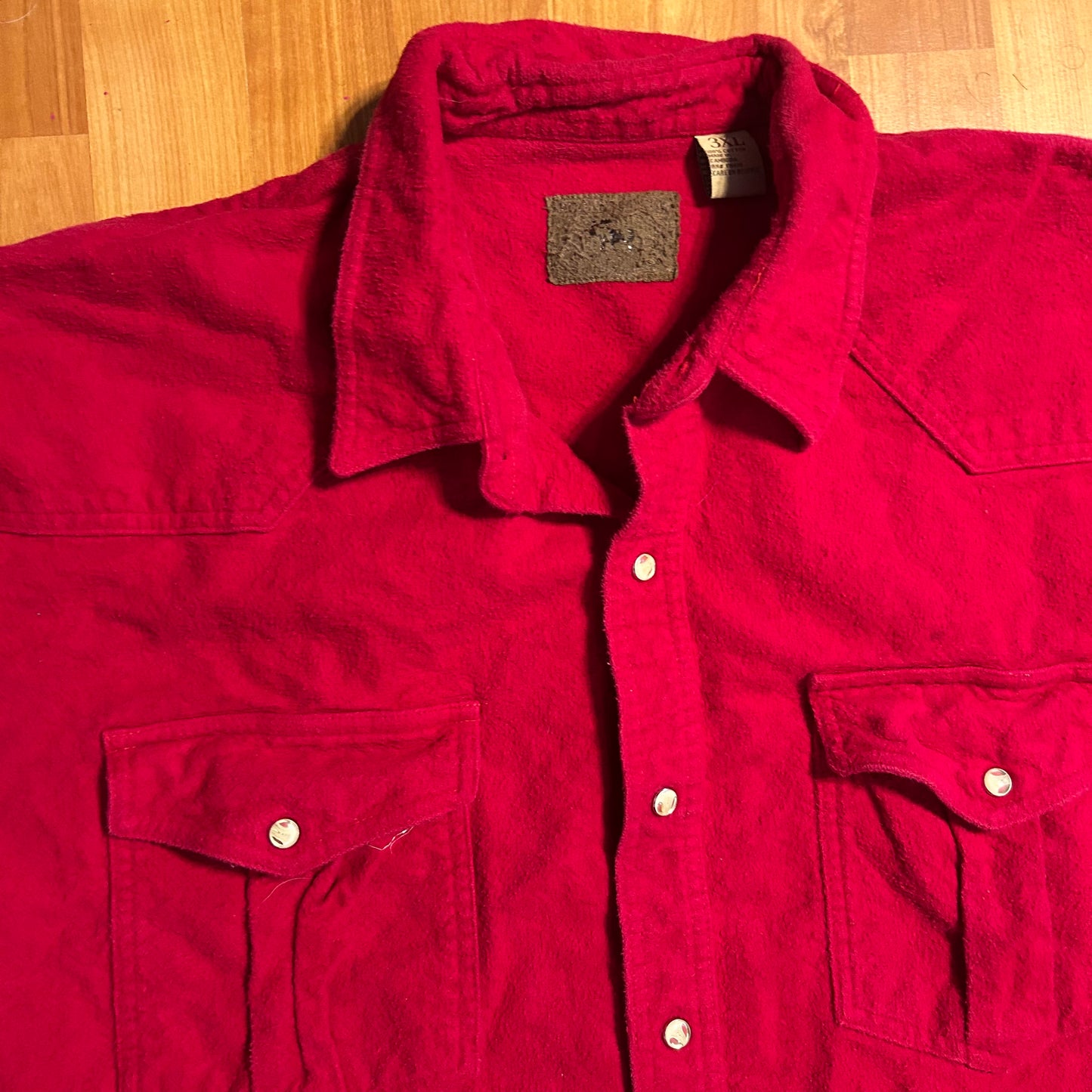 Moose Creek Red Cotton Pearl Snap Button Up Shirt - XLarge - 27" x 34"