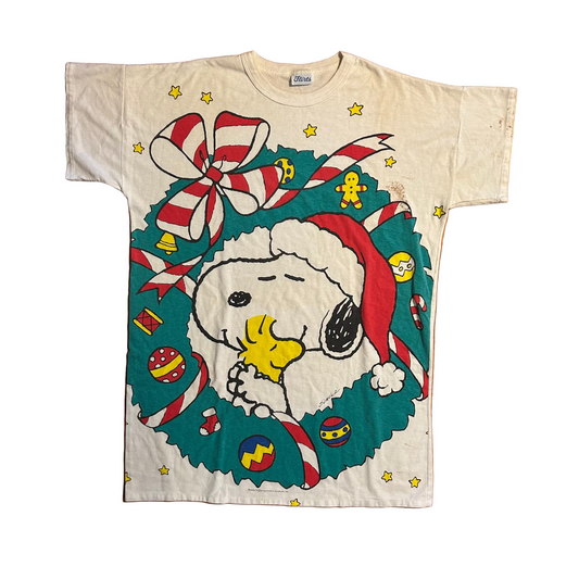 90's Flirts Peanuts Schultz Snoopy Christmas Tshirt - XLarge - 24" x 33"